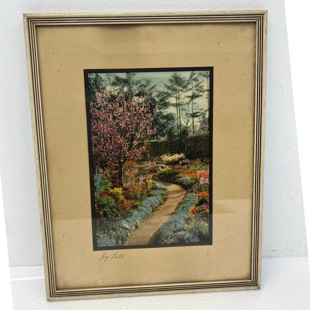 Vintage Art Deco Wood Picture Frame Cream FITS 11x14 Glass Joy Path Garden Print
